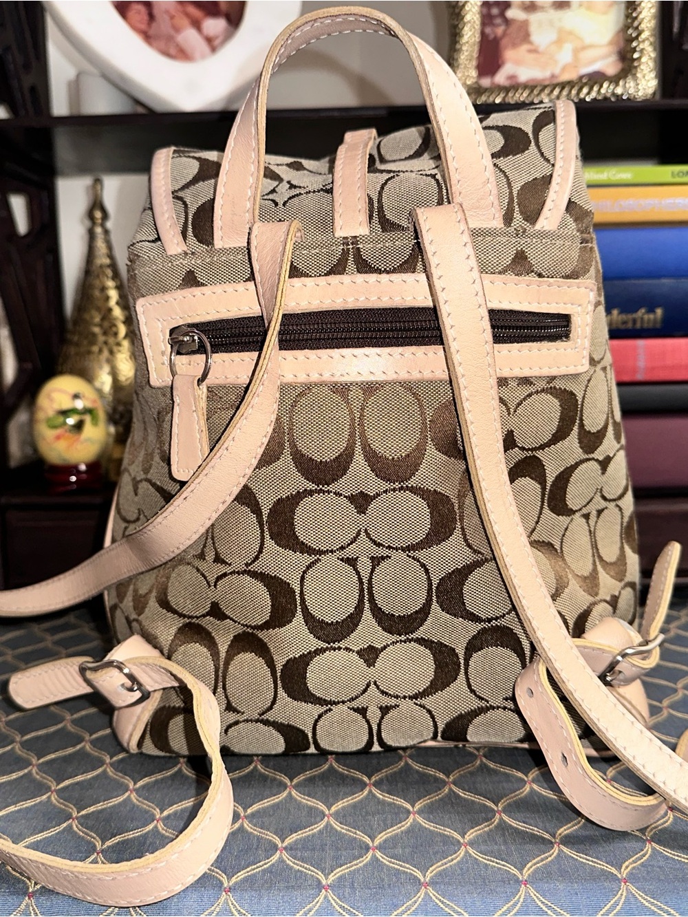 Vintage Coach Signature Canvas Mini Backpack | No. J92-6934 | Khaki/Tan - Picture 10 of 14